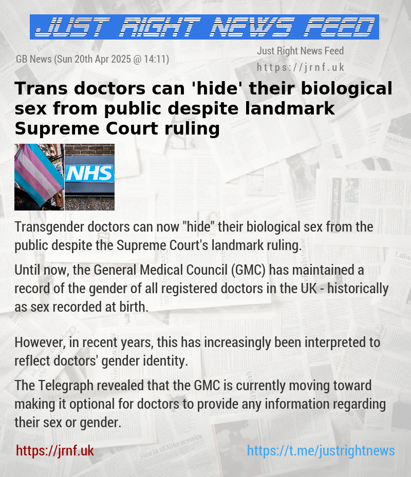Trans doctors can ’hide’ their biological sex from public despite landmark Supreme Court ruling