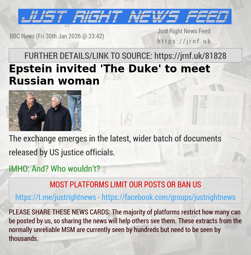 Epstein invited ’The Duke’ to meet Russian woman 