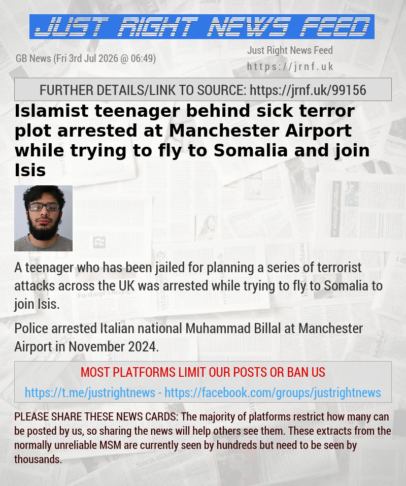 Islamist teenager behind sick terror plot arrested at Manchester Airport while trying to fly to Somalia and join Isis