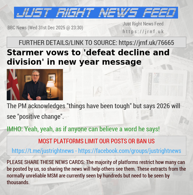 Starmer vows to ’defeat decline and division’ in new year message