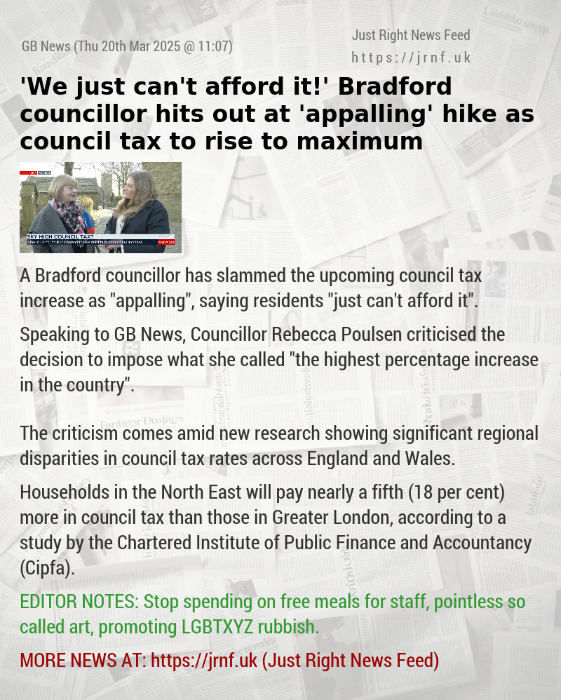 ’We just can’t afford it!’ Bradford councillor hits out at ’appalling’ hike as council tax to rise to maximum
