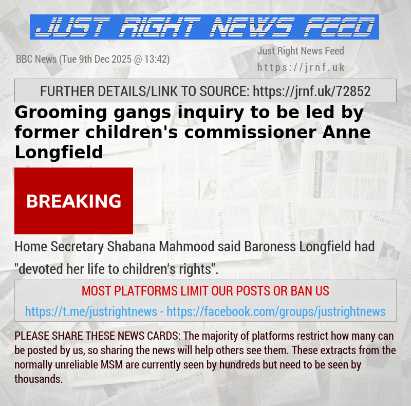 Grooming gangs inquiry to be led by former children’s commissioner Anne Longfield