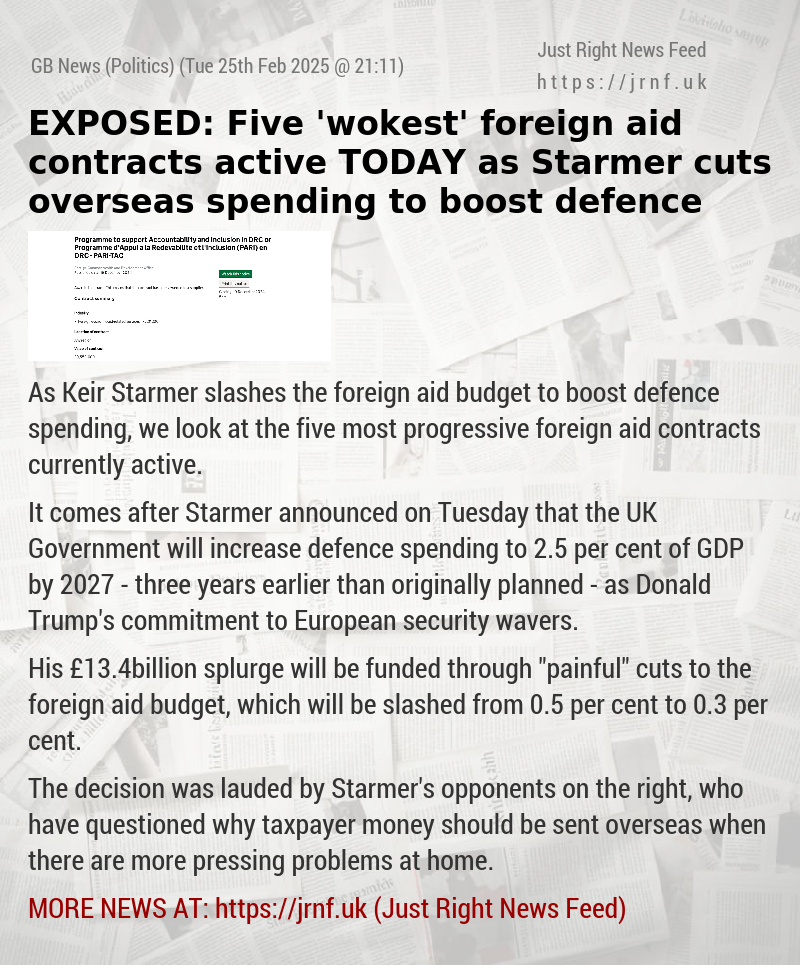 EXPOSED: Five ’wokest’ foreign aid contracts active TODAY as Starmer cuts overseas spending to boost defence