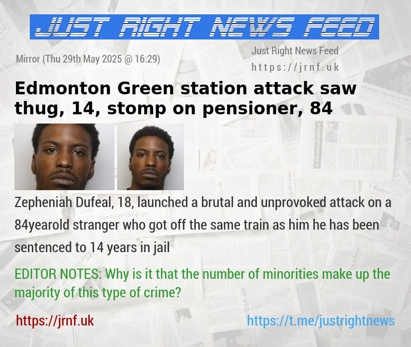 Edmonton Green station attack saw thug, 14, stomp on pensioner, 84