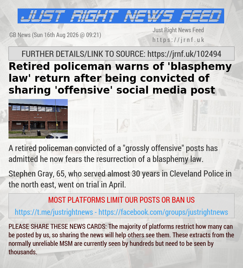 Retired policeman warns of ’blasphemy law’ return after being convicted of sharing ’offensive’ social media post