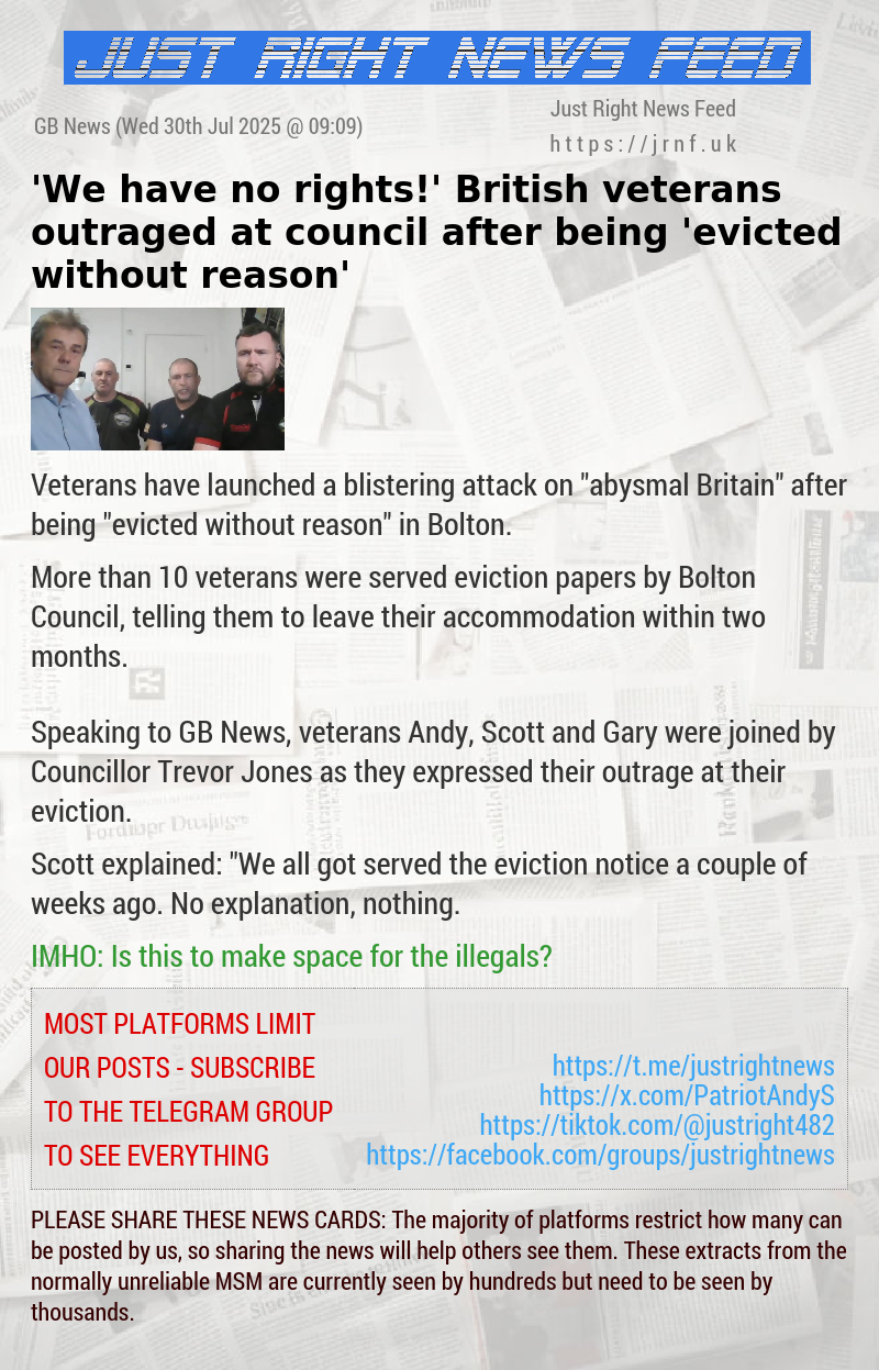 ’We have no rights!’ British veterans outraged at council after being ’evicted without reason’