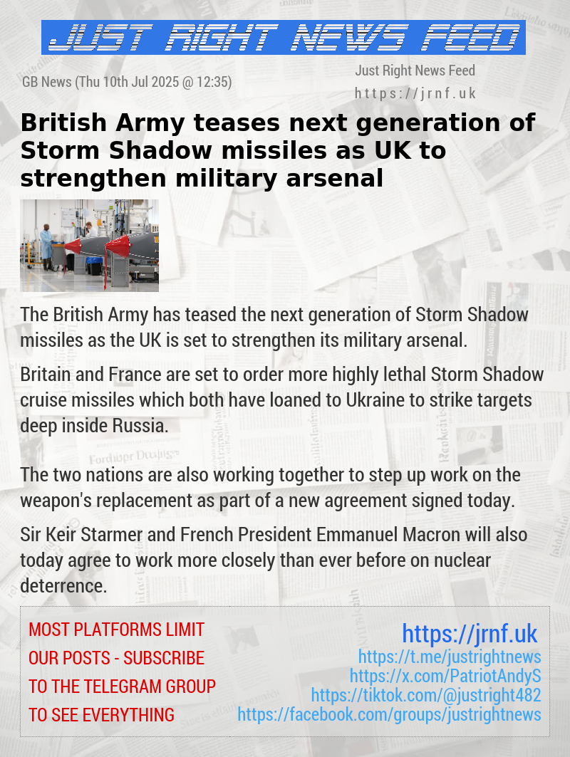 British Army teases next generation of Storm Shadow missiles as UK to strengthen military arsenal