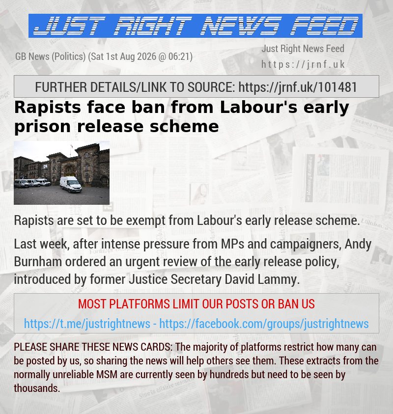 Rapists face ban from Labour’s early prison release scheme