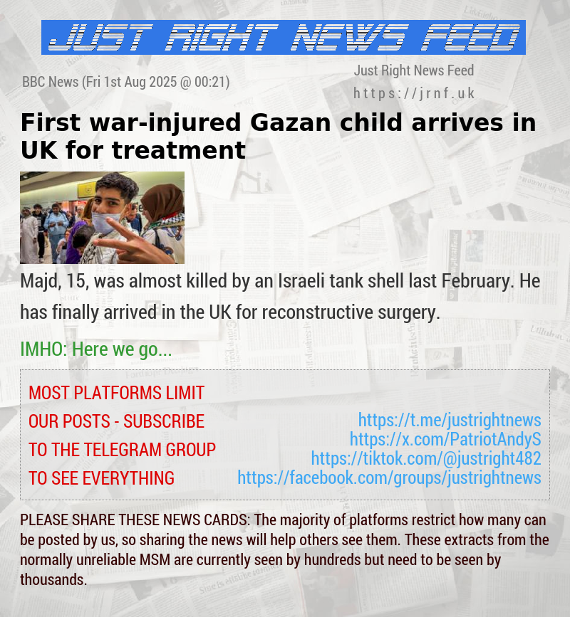First war—injured Gazan child arrives in UK for treatment