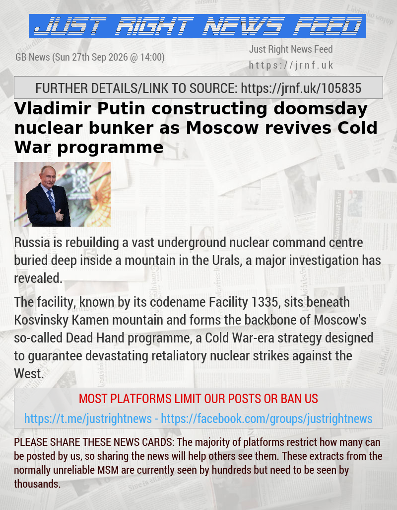 Vladimir Putin constructing doomsday nuclear bunker as Moscow revives Cold War programme