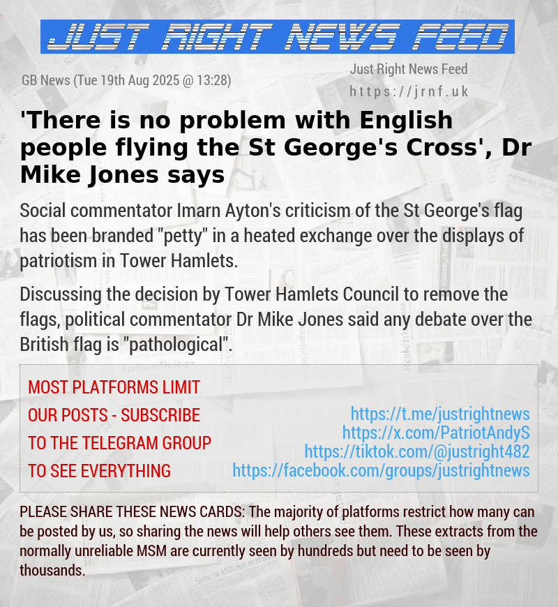 ’There is no problem with English people flying the St George’s Cross’, Dr Mike Jones says