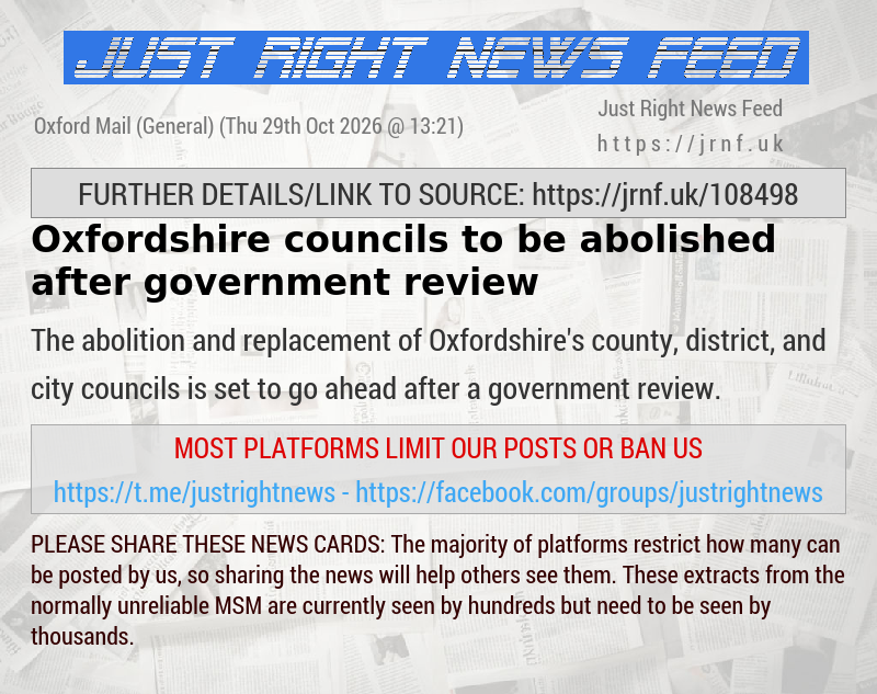 Oxfordshire councils to be abolished after government review