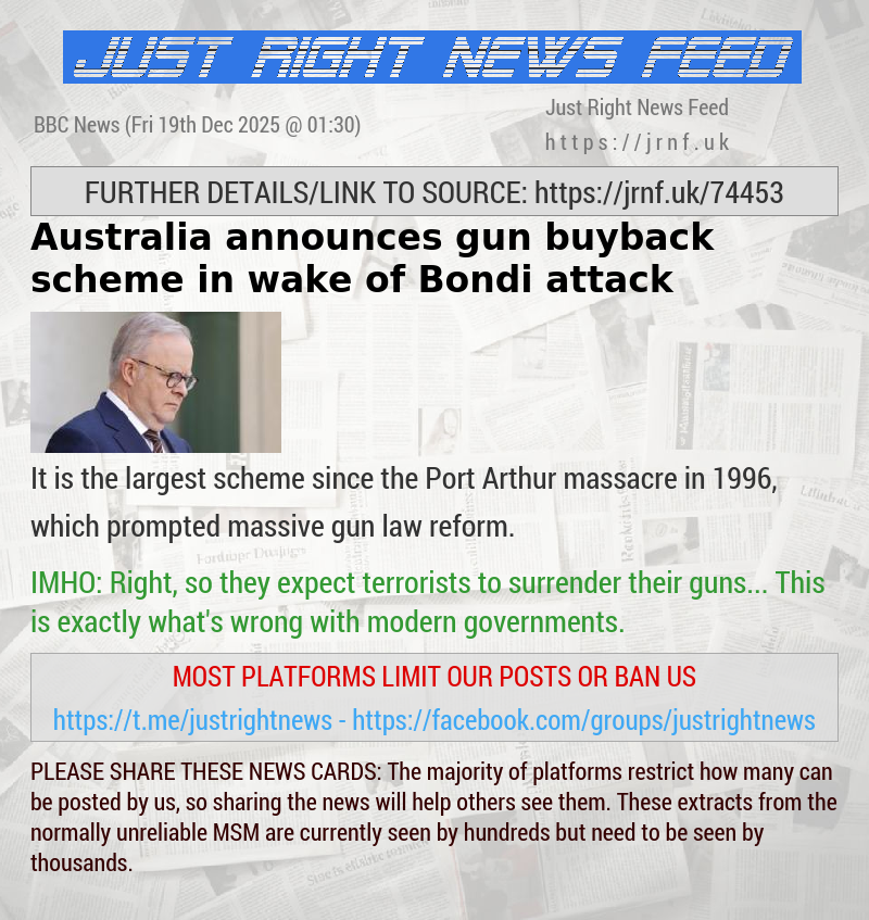 Australia announces gun buyback scheme in wake of Bondi attack