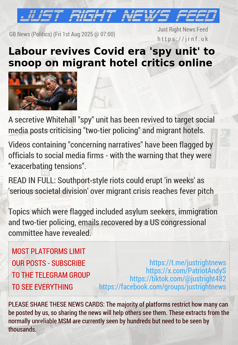 Labour revives Covid—era ’spy unit’ to snoop on migrant hotel critics online
