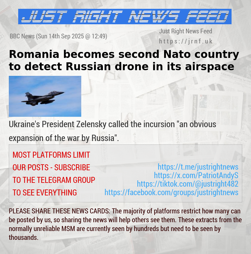 Romania becomes second Nato country to detect Russian drone in its airspace