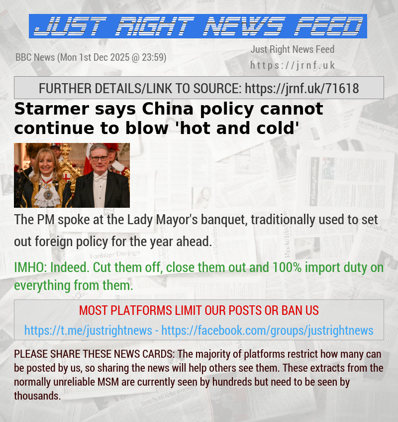 Starmer says China policy cannot continue to blow ’hot and cold’