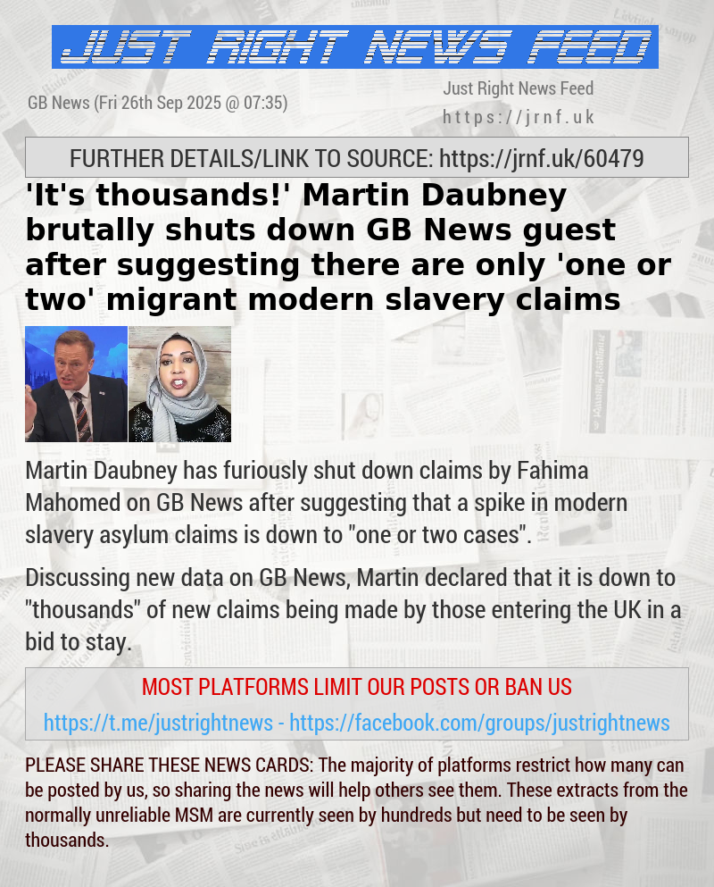 ’It’s thousands!’ Martin Daubney brutally shuts down GB News guest after suggesting there are only ’one or two’ migrant modern slavery claims
