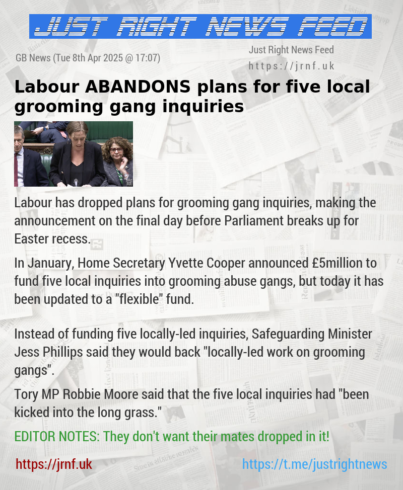 Labour ABANDONS plans for five local grooming gang inquiries