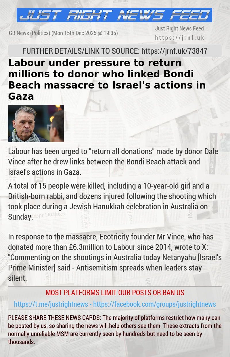 Labour under pressure to return millions to donor who linked Bondi Beach massacre to Israel’s actions in Gaza