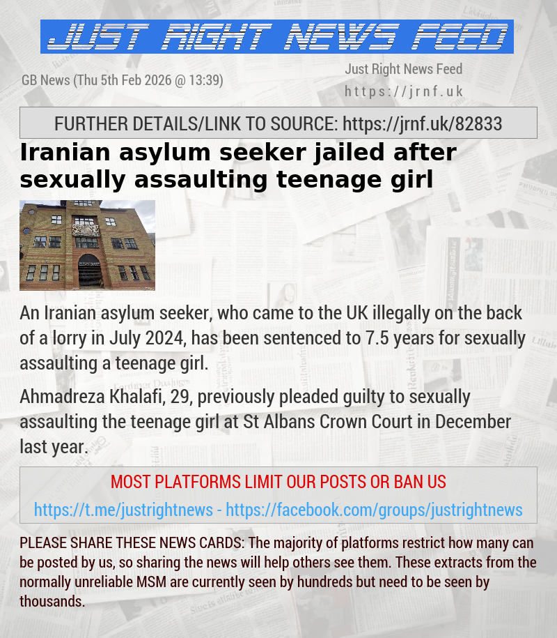 Iranian asylum seeker jailed after sexually assaulting teenage girl