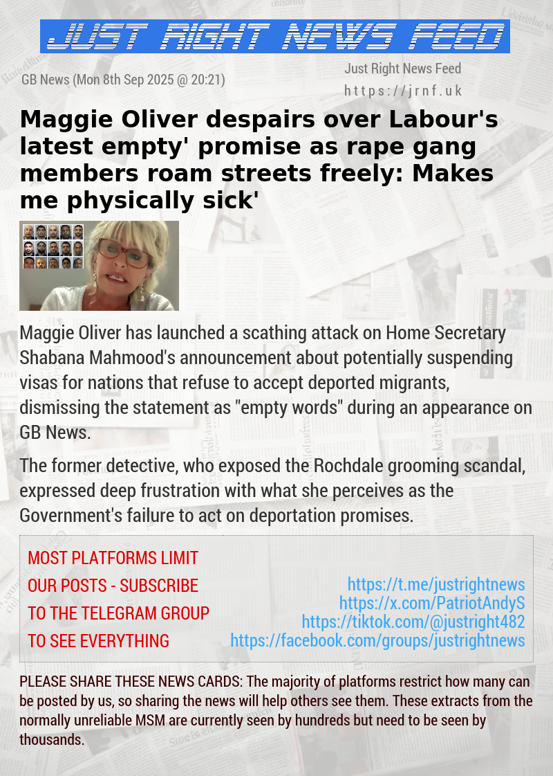 Maggie Oliver despairs over Labour’s latest ‘empty’ promise as rape gang members roam streets freely: ‘Makes me physically sick’