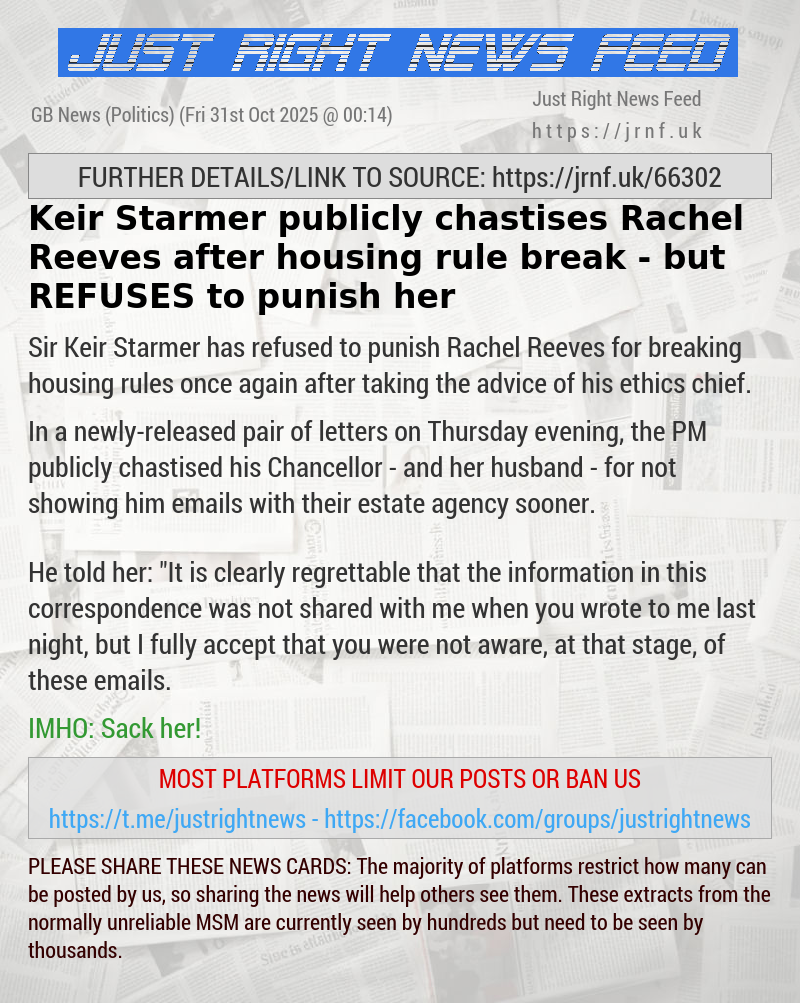 Keir Starmer publicly chastises Rachel Reeves after housing rule break — but REFUSES to punish her