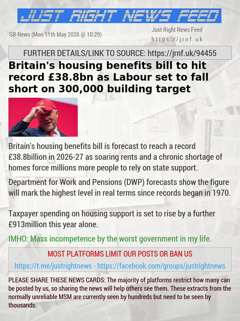 Britain’s housing benefits bill to hit record &pound;38.8bn as Labour set to fall short on 300,000 building target