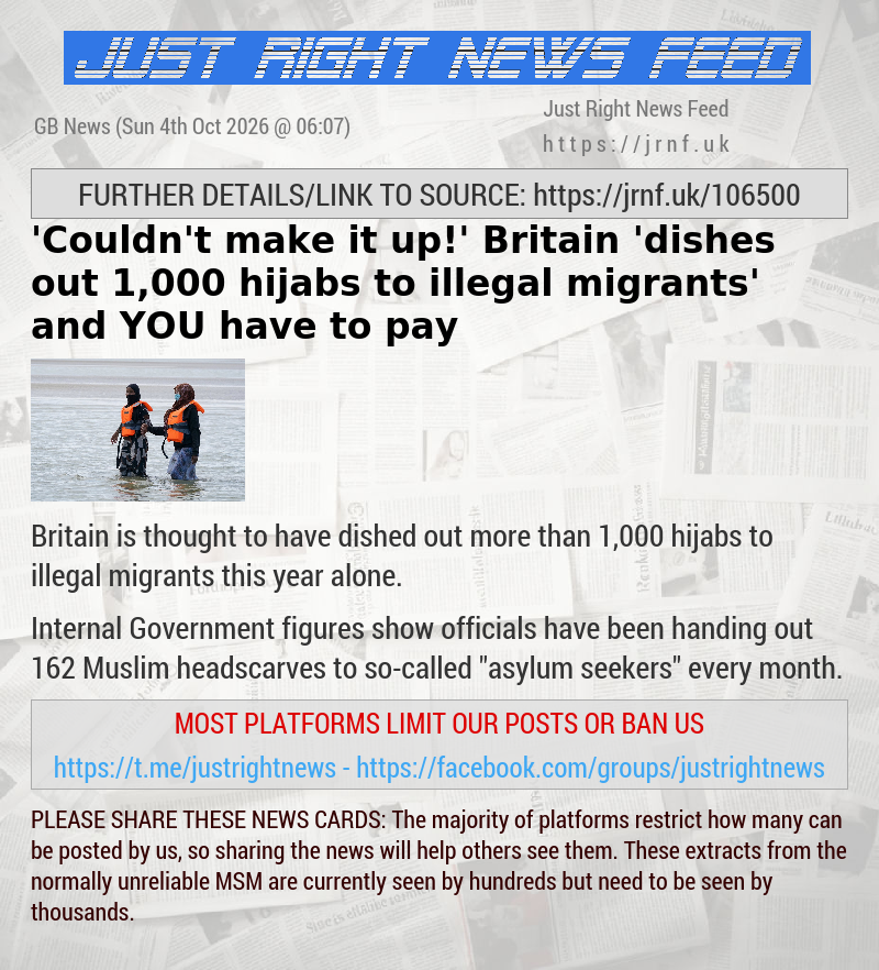 ’Couldn’t make it up!’ Britain ’dishes out 1,000 hijabs to illegal migrants’ — and YOU have to pay