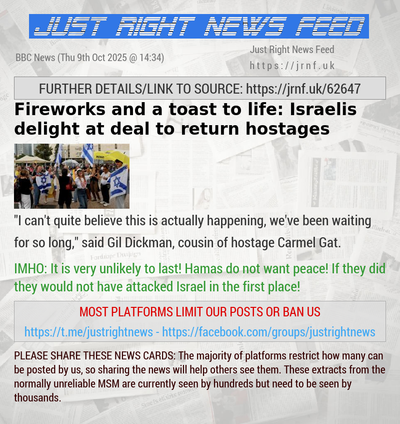Fireworks and a toast to life: Israelis delight at deal to return hostages
