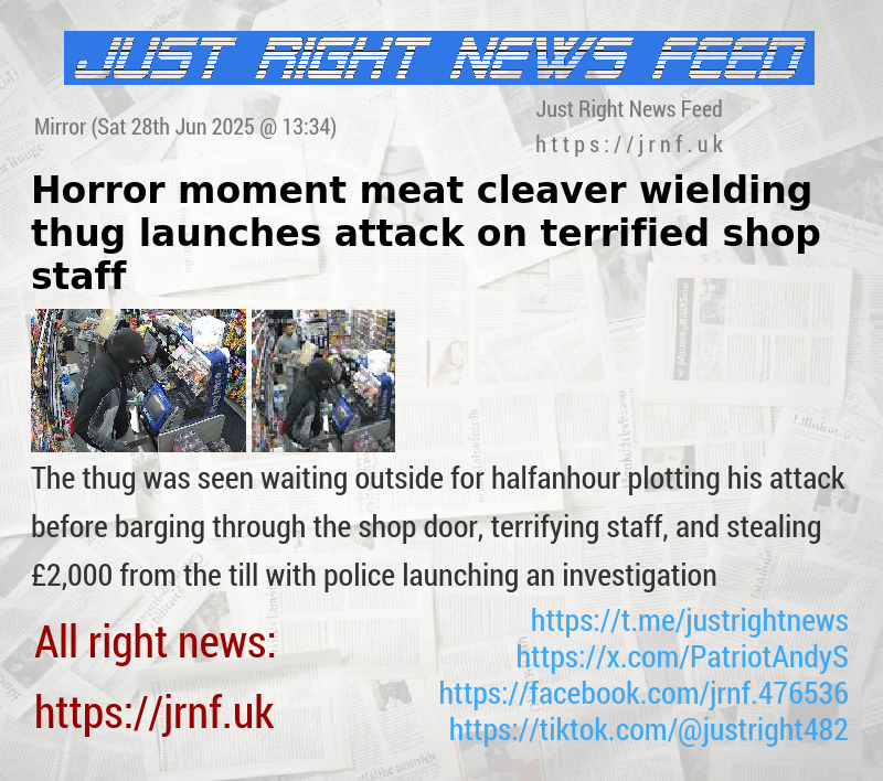 Horror moment meat cleaver wielding thug launches attack on terrified shop staff
