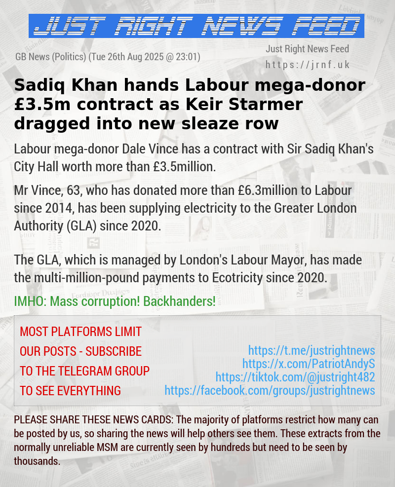 Sadiq Khan hands Labour mega—donor £3.5m contract as Keir Starmer dragged into new sleaze row