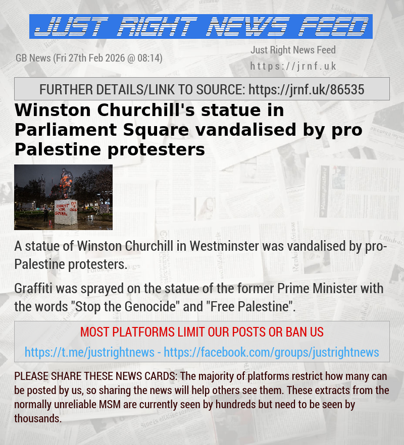 Winston Churchill’s statue in Parliament Square vandalised by pro—Palestine protesters