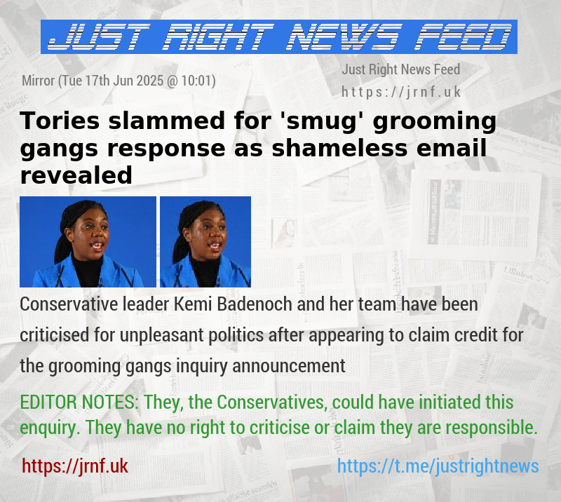 Tories slammed for ’smug’ grooming gangs response as shameless email revealed