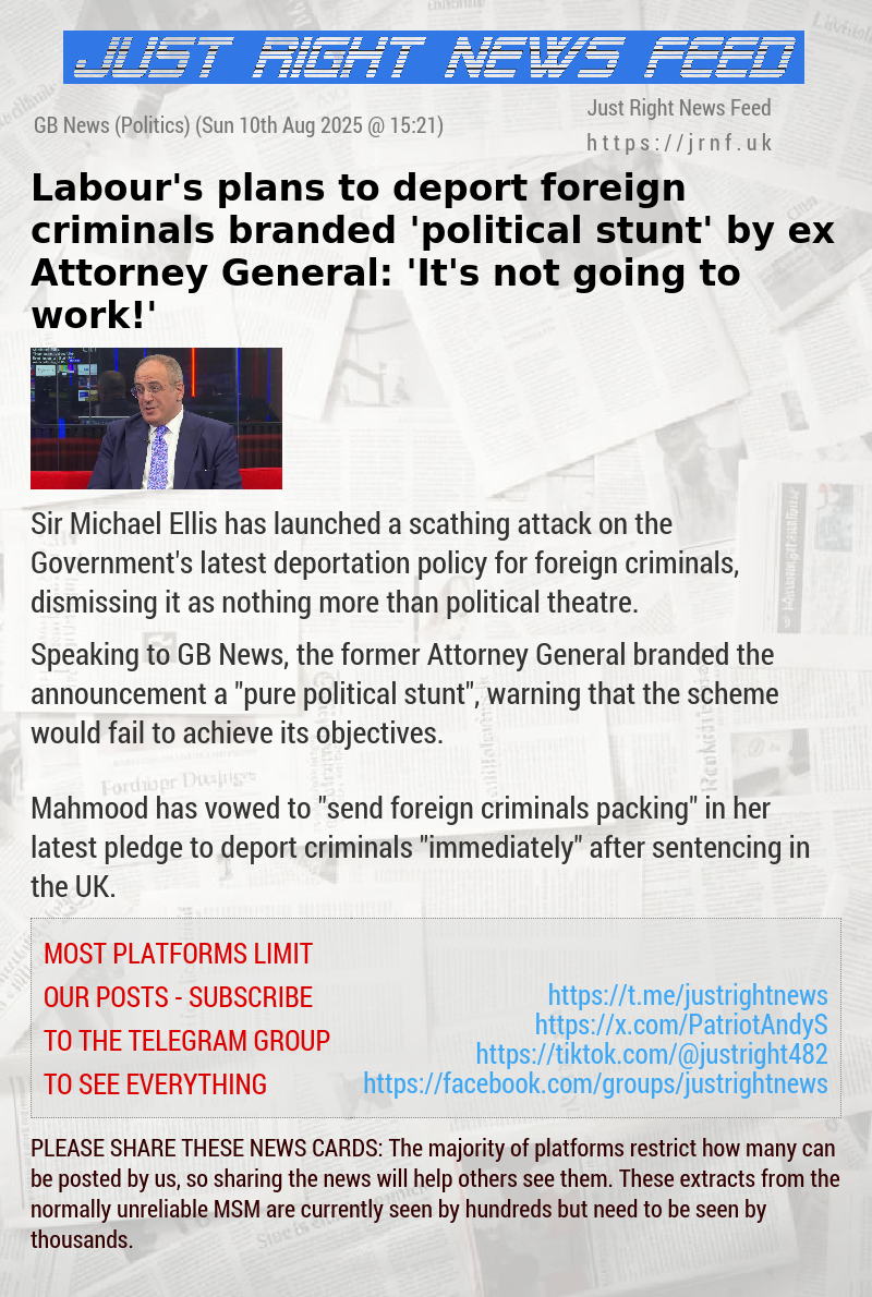 Labour’s plans to deport foreign criminals branded ’political stunt’ by ex—Attorney General: ’It’s not going to work!’