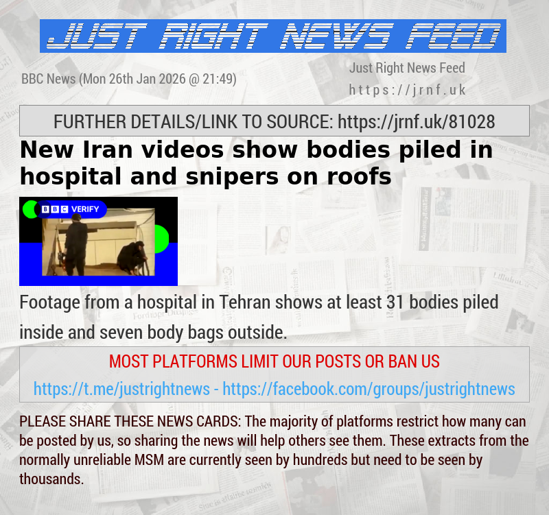 New Iran videos show bodies piled in hospital and snipers on roofs