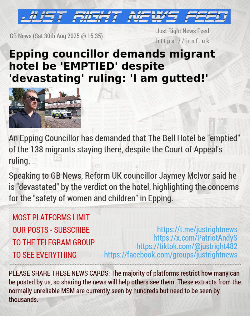 Epping councillor demands migrant hotel be ’EMPTIED’ despite ’devastating’ ruling: ’I am gutted!’