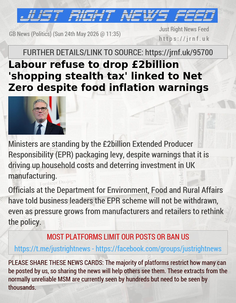 Labour refuse to drop &pound;2billion ’shopping stealth tax’ linked to Net Zero despite food inflation warnings