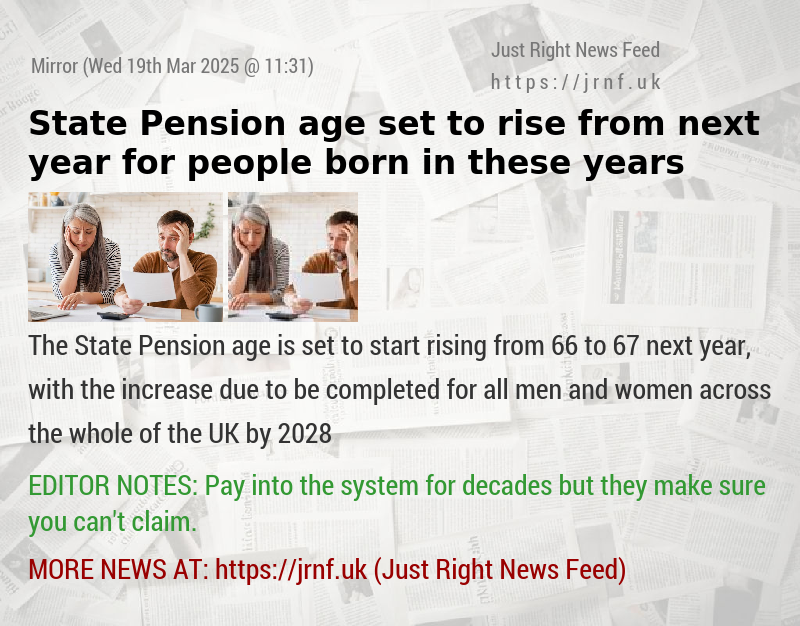 State Pension age set to rise from next year for people born in these years