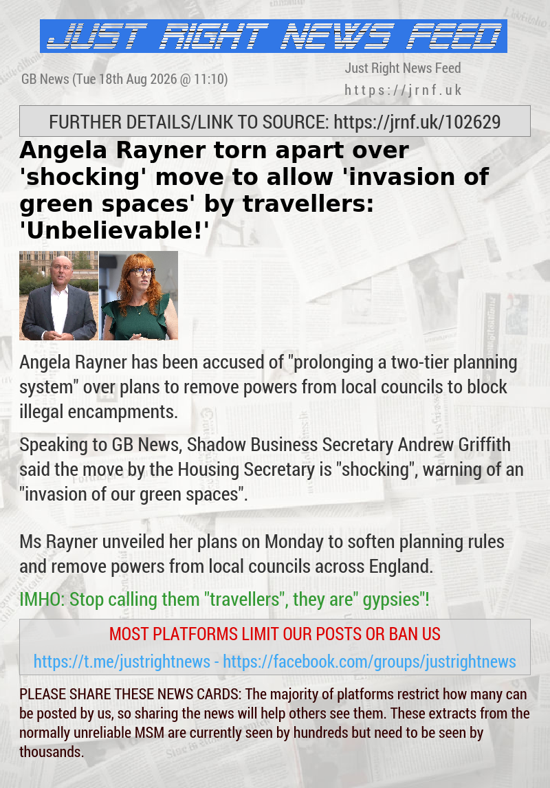 Angela Rayner torn apart over ’shocking’ move to allow ’invasion of green spaces’ by travellers: ’Unbelievable!’