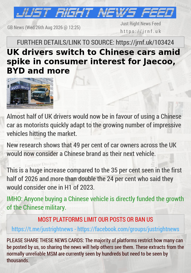 UK drivers switch to Chinese cars amid spike in consumer interest for Jaecoo, BYD and more