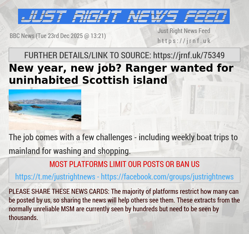 New year, new job? Ranger wanted for uninhabited Scottish island