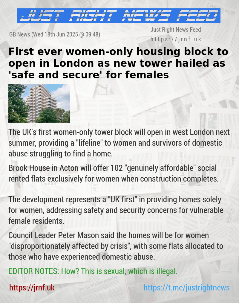 First ever women—only housing block to open in London as new tower hailed as ’safe and secure’ for females