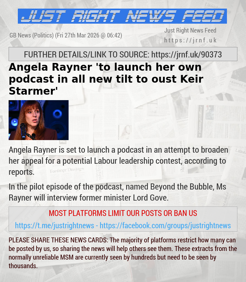 Angela Rayner ’to launch her own podcast in all—new tilt to oust Keir Starmer’