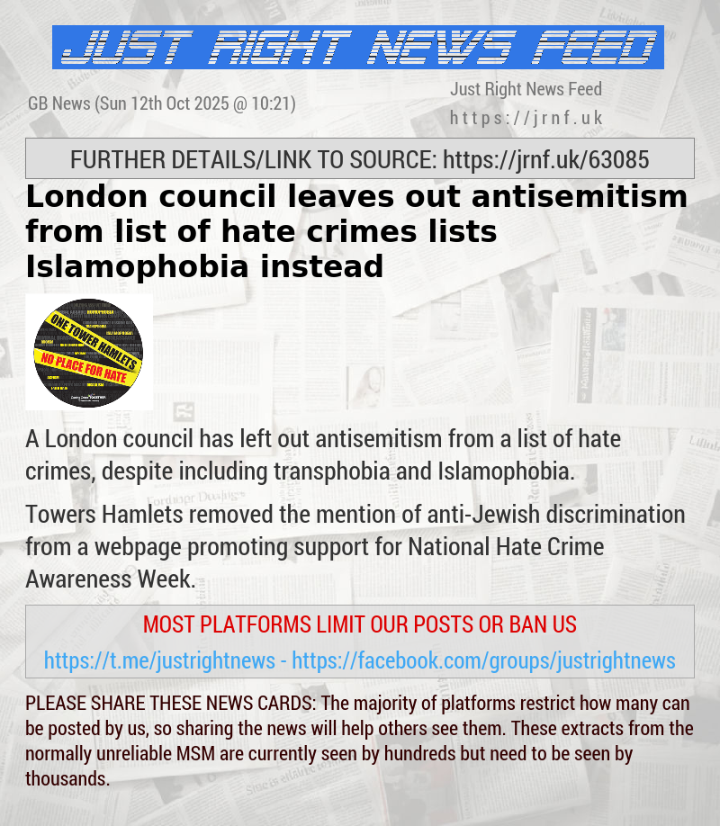 London council leaves out antisemitism from list of hate crimes — lists Islamophobia instead
