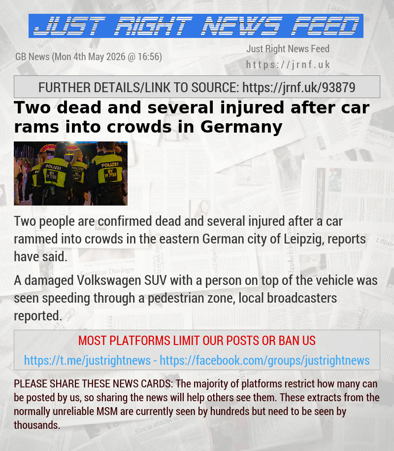 Two dead and several injured after car rams into crowds in Germany