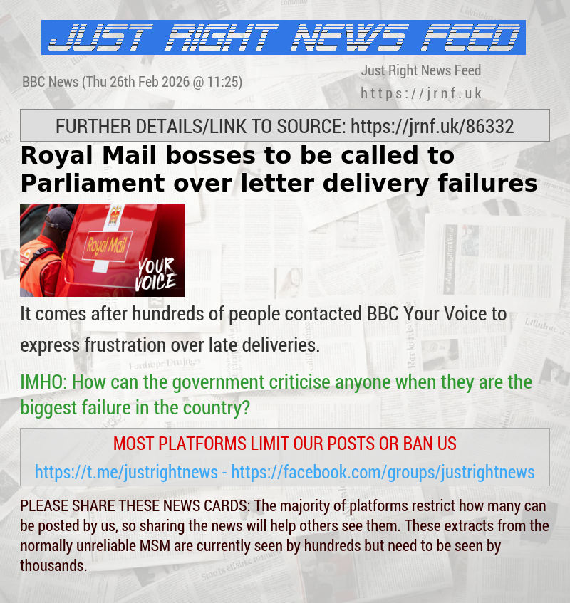 Royal Mail bosses to be called to Parliament over letter delivery failures