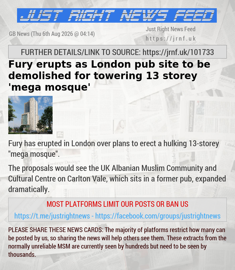 Fury erupts as London pub site to be demolished for towering 13—storey ’mega mosque’
