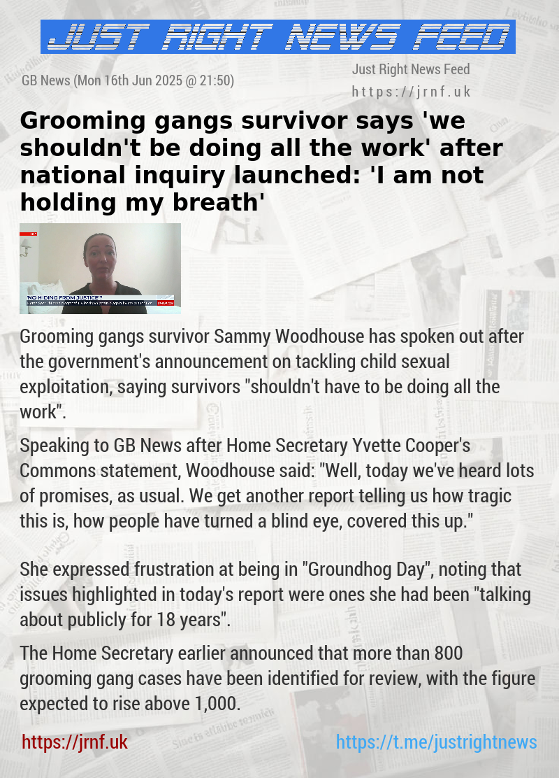 Grooming gangs survivor says ’we shouldn’t be doing all the work’ after national inquiry launched: ’I am not holding my breath’