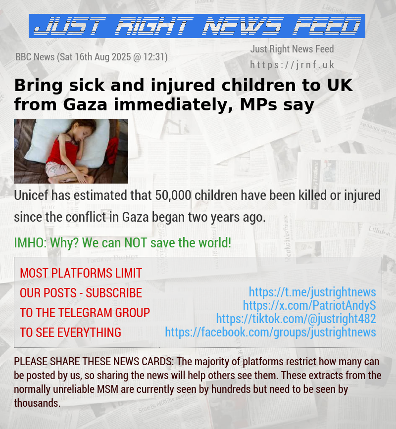 Bring sick and injured children to UK from Gaza immediately, MPs say