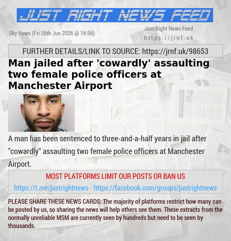 Man jailed after ’cowardly’ assaulting two female police officers at Manchester Airport